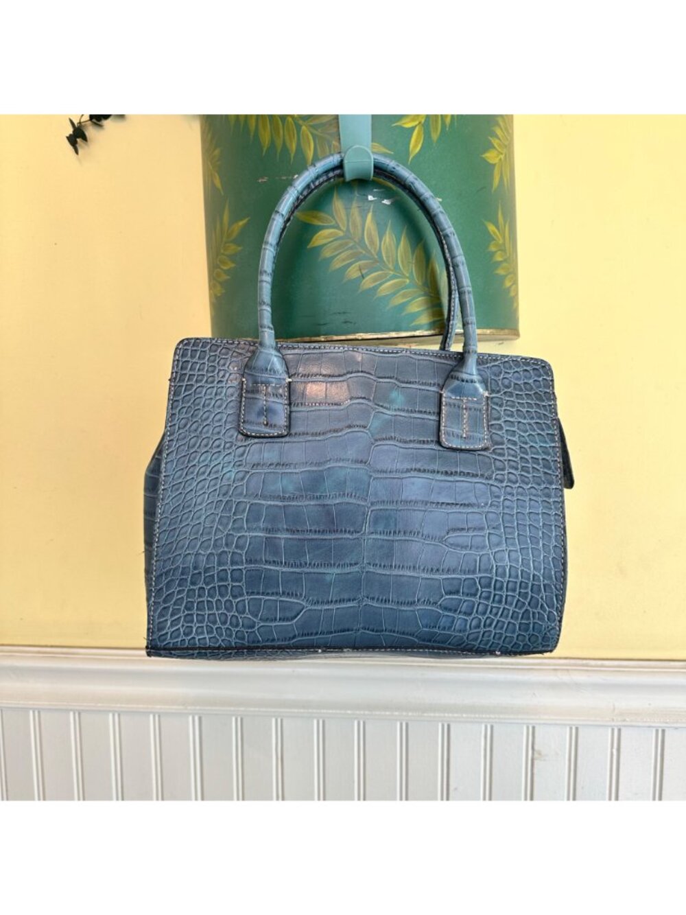 Tommy Hilfiger Vintage Y2K faux leather blue snake skin hand bag purse - Picture 10 of 11